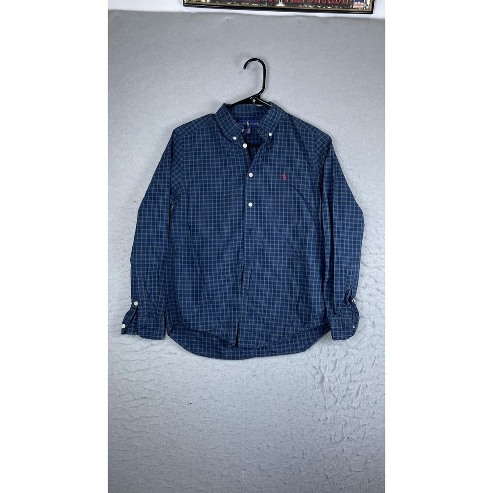 Ralph Lauren Shirt Boys Large 14-16 Green Button Down Long Sleeve Pony Logo